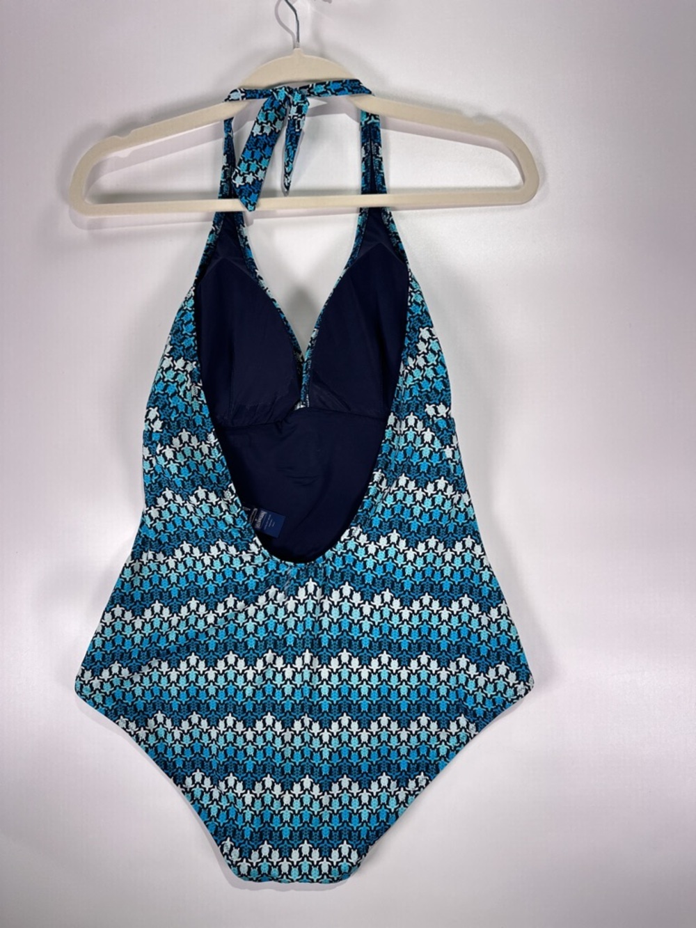Vilebrequin Sea Turtle Chevron Halter One Piece Swimsuit Blue Womens Size 8 - Picture 3 of 16